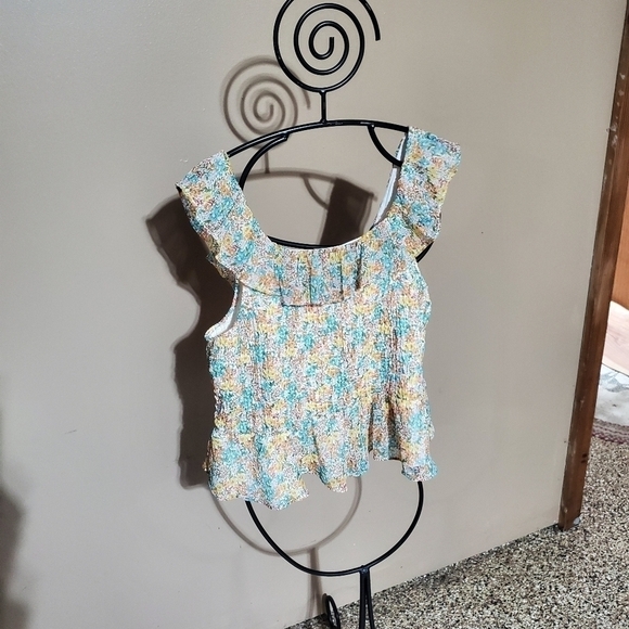 LC Lauren Conrad Colorful Stretch Sz. XL Sleeveless Fringed Tank Top - Picture 3 of 6